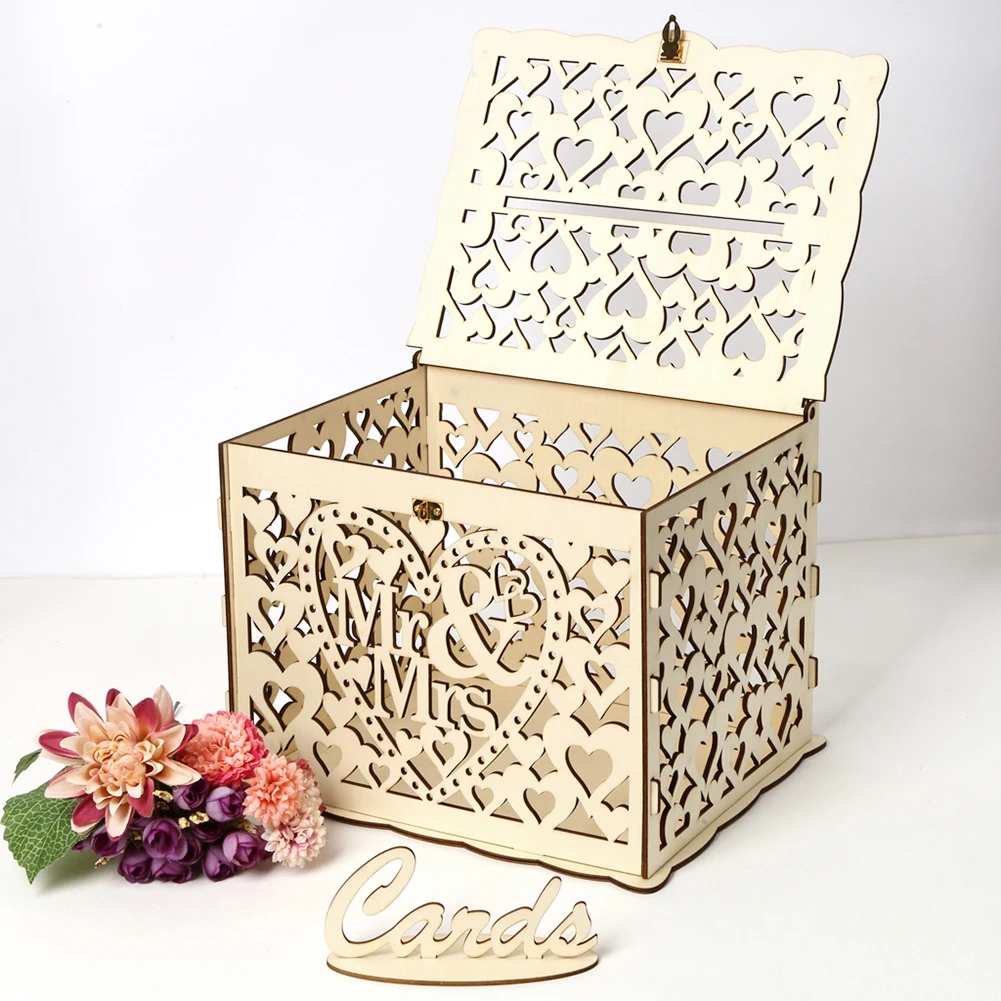 Wedding Card Box - Деревянная свадебная открытка, аксессуары для рукоделия,