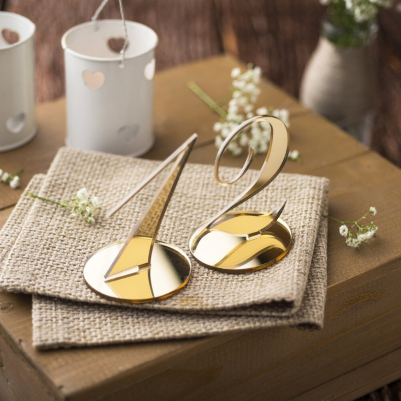 Свадебные акриловые зеркальные – обзор и цена Table Number Gold